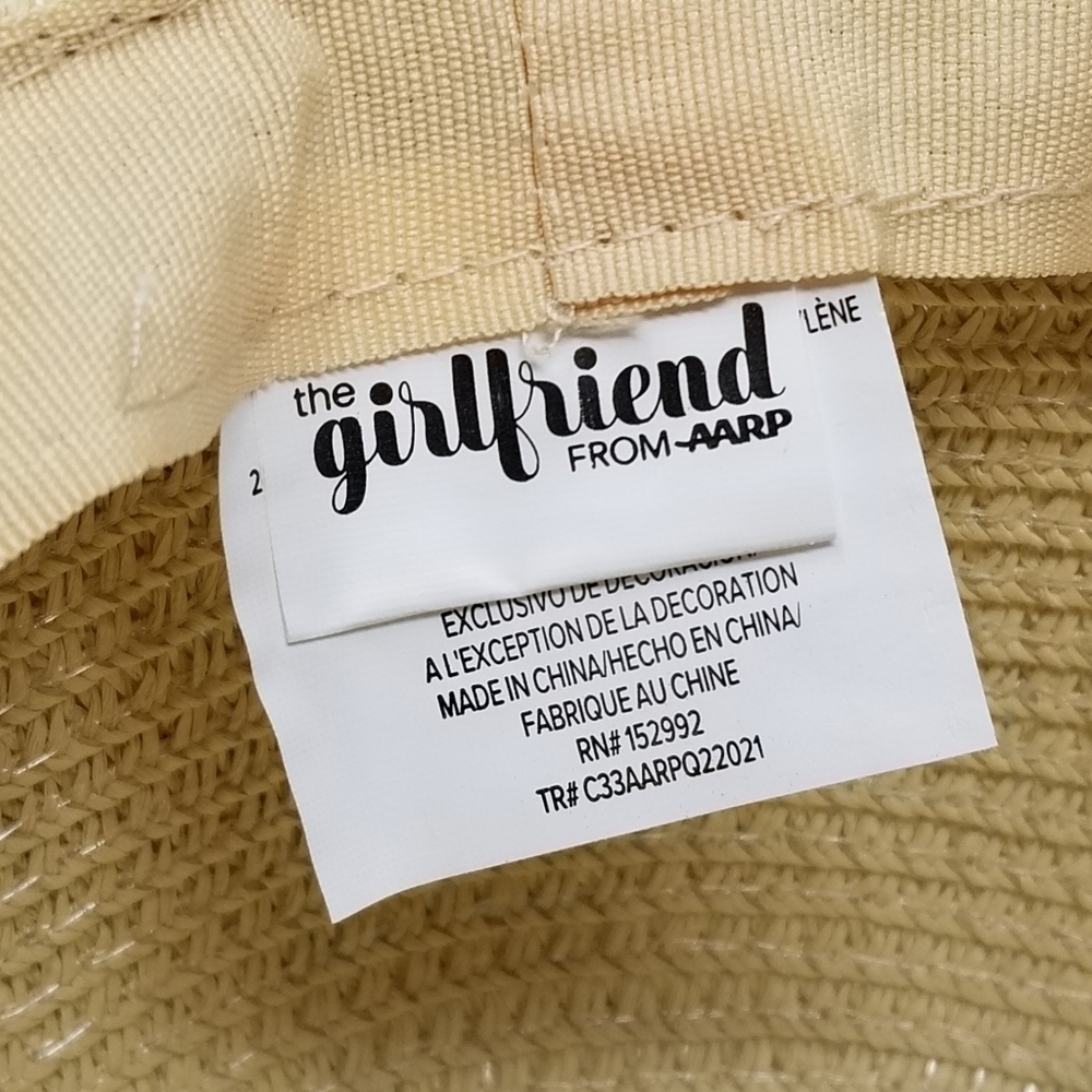 The Girlfriend Hat Wide Brim Hat Stripe Braided Hat Band Baby Blue Natural Paper - Picture 5 of 10